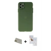 MARSİLYAN™- iPhone 11 Pro Max Kılıf Atlas Minimal Prime - Siyah Seramik Nano Ekran Koruyucu + Rainbow Kamera Lens Koruma Cam - GD