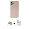 MARSİLYAN™- iPhone 11 Pro Max Kılıf Atlas Minimal Prime - Siyah Seramik Nano Ekran Koruyucu + Rainbow Kamera Lens Koruma Cam - GD