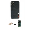 MARSİLYAN™- iPhone 11 Pro Max Kılıf Doruk Asil Koleksiyonu - Şeffaf 360 Full Body Arka Koruyucu + Renkli Kamera Lens Koruma Cam - SI