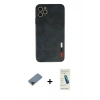 MARSİLYAN™- iPhone 11 Pro Max Kılıf Doruk Asil Koleksiyonu - Şeffaf Pasifik Cam Ekran Koruyucu + Siyah Metal Kamera Lens Koruma Cam