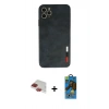 MARSİLYAN™- iPhone 11 Pro Max Kılıf Doruk Asil Koleksiyonu - Siyah 18D Cam Ekran Koruyucu + Pers Alüminyum Kamera Lens - KI