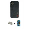 MARSİLYAN™- iPhone 11 Pro Max Kılıf Doruk Asil Koleksiyonu - Siyah 18D Cam Ekran Koruyucu + Rainbow Kamera Lens Koruma Cam - GD