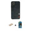 MARSİLYAN™- iPhone 11 Pro Max Kılıf Doruk Asil Koleksiyonu - Siyah 18D Cam Ekran Koruyucu + Renkli Kamera Lens Koruma Cam - SI