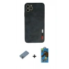 MARSİLYAN™- iPhone 11 Pro Max Kılıf Doruk Asil Koleksiyonu - Siyah 18D Cam Ekran Koruyucu + Shine Kamera Lens Koruma Cam - SABE