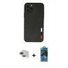 MARSİLYAN™- iPhone 11 Pro Max Kılıf Doruk Asil Koleksiyonu - Siyah 18D Cam Ekran Koruyucu + Pers Alüminyum Kamera Lens - YL