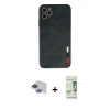 MARSİLYAN™- iPhone 11 Pro Max Kılıf Doruk Asil Koleksiyonu - Siyah 20D Premium Cam Ekran Koruyucu + Pers Alüminyum Kamera Lens - LT