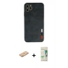 MARSİLYAN™- iPhone 11 Pro Max Kılıf Doruk Asil Koleksiyonu - Siyah 20D Premium Cam Ekran Koruyucu + Turuncu Renkli Kamera Lens Koruma Cam