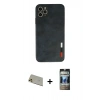 MARSİLYAN™- iPhone 11 Pro Max Kılıf Doruk Asil Koleksiyonu - Siyah 34D Hayalet Izgaralı Cam + Rainbow Kamera Lens Koruma Cam - GD