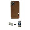 MARSİLYAN™- iPhone 11 Pro Max Kılıf Doruk Asil Koleksiyonu - Siyah 34D Hayalet Izgaralı Cam + Rainbow Kamera Lens Koruma Cam - GD