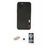 MARSİLYAN™- iPhone 11 Pro Max Kılıf Doruk Asil Koleksiyonu - Siyah 34D Hayalet Izgaralı Cam + Renkli Kamera Lens Koruma Cam - PE