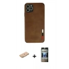 MARSİLYAN™- iPhone 11 Pro Max Kılıf Doruk Asil Koleksiyonu - Siyah 34D Hayalet Izgaralı Cam + Renkli Kamera Lens Koruma Cam - PE