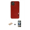 MARSİLYAN™- iPhone 11 Pro Max Kılıf Doruk Asil Koleksiyonu - Siyah 34D Hayalet Izgaralı Cam + Renkli Kamera Lens Koruma Cam - PE