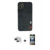 MARSİLYAN™- iPhone 11 Pro Max Kılıf Doruk Asil Koleksiyonu - Siyah 34D Hayalet Izgaralı Cam + Pers Alüminyum Kamera Lens - SH