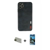 MARSİLYAN™- iPhone 11 Pro Max Kılıf Doruk Asil Koleksiyonu - Siyah 34D Izgaralı Cam + Rainbow Kamera Lens Koruma Cam - YL