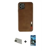 MARSİLYAN™- iPhone 11 Pro Max Kılıf Doruk Asil Koleksiyonu - Siyah 34D Izgaralı Cam + Rainbow Kamera Lens Koruma Cam - YL