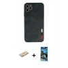 MARSİLYAN™- iPhone 11 Pro Max Kılıf Doruk Asil Koleksiyonu - Siyah 34D Izgaralı Cam + Renkli Kamera Lens Koruma Cam - YL