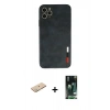 MARSİLYAN™- iPhone 11 Pro Max Kılıf Doruk Asil Koleksiyonu - Siyah 360 Mat Full Body Arka Koruyucu + Renkli Kamera Lens Koruma Cam - YL