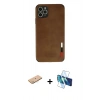MARSİLYAN™- iPhone 11 Pro Max Kılıf Doruk Asil Koleksiyonu - Siyah 3D Antistatik Cam Ekran Koruyucu + Renkli Kamera Lens Koruma Cam - PE