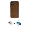 MARSİLYAN™- iPhone 11 Pro Max Kılıf Doruk Asil Koleksiyonu - Siyah 3D Antistatik Cam Ekran Koruyucu + Pers Alüminyum Kamera Lens - KI