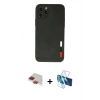 MARSİLYAN™- iPhone 11 Pro Max Kılıf Doruk Asil Koleksiyonu - Siyah 3D Antistatik Cam Ekran Koruyucu + Pers Alüminyum Kamera Lens - KI