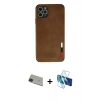 MARSİLYAN™- iPhone 11 Pro Max Kılıf Doruk Asil Koleksiyonu - Siyah 3D Antistatik Cam Ekran Koruyucu + Rainbow Kamera Lens Koruma Cam - YL