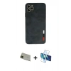 MARSİLYAN™- iPhone 11 Pro Max Kılıf Doruk Asil Koleksiyonu - Siyah 3D Antistatik Cam Ekran Koruyucu + Rainbow Kamera Lens Koruma Cam - YL