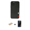 MARSİLYAN™- iPhone 11 Pro Max Kılıf Doruk Asil Koleksiyonu - Siyah 3D Antistatik Hayalet Cam Ekran Koruyucu + Renkli Kamera Lens Koruma Cam - TU