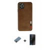 MARSİLYAN™- iPhone 11 Pro Max Kılıf Doruk Asil Koleksiyonu - Siyah 3D Antistatik Hayalet Cam Ekran Koruyucu + Metal Kamera Lens Koruma Cam - SH