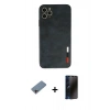 MARSİLYAN™- iPhone 11 Pro Max Kılıf Doruk Asil Koleksiyonu - Siyah 3D Antistatik Hayalet Cam Ekran Koruyucu + Shine Kamera Lens Koruma Cam - PE