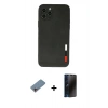 MARSİLYAN™- iPhone 11 Pro Max Kılıf Doruk Asil Koleksiyonu - Siyah 3D Antistatik Hayalet Cam Ekran Koruyucu + Shine Kamera Lens Koruma Cam - PE