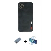 MARSİLYAN™- iPhone 11 Pro Max Kılıf Doruk Asil Koleksiyonu - Siyah 3D Antistatik Seramik Nano Ekran Koruyucu + Gökkuşağı Shine Kamera Lens Koruma Cam
