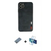 MARSİLYAN™- iPhone 11 Pro Max Kılıf Doruk Asil Koleksiyonu - Siyah 3D Antistatik Seramik Nano Ekran Koruyucu + Shine Kamera Lens Koruma Cam - GS