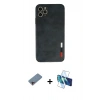 MARSİLYAN™- iPhone 11 Pro Max Kılıf Doruk Asil Koleksiyonu - Siyah 3D Antistatik Seramik Nano Ekran Koruyucu + Shine Kamera Lens Koruma Cam - PE