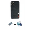 MARSİLYAN™- iPhone 11 Pro Max Kılıf Doruk Asil Koleksiyonu - Siyah 3D Antistatik Seramik Nano Ekran Koruyucu + Metal Kamera Lens Koruma Cam - SH