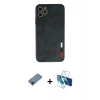 MARSİLYAN™- iPhone 11 Pro Max Kılıf Doruk Asil Koleksiyonu - Siyah 3D Antistatik Seramik Nano Ekran Koruyucu + Metal Kamera Lens Koruma Cam - MI