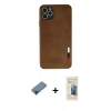 MARSİLYAN™- iPhone 11 Pro Max Kılıf Doruk Asil Koleksiyonu - Siyah 6D Mat Seramik Hayalet Nano Ekran Koruyucu + Mavi Metal Kamera Lens Koruma Cam