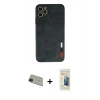 MARSİLYAN™- iPhone 11 Pro Max Kılıf Doruk Asil Koleksiyonu - Siyah 6D Mat Seramik Hayalet Nano Ekran Koruyucu + Rainbow Kamera Lens Koruma Cam - YL