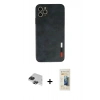MARSİLYAN™- iPhone 11 Pro Max Kılıf Doruk Asil Koleksiyonu - Siyah 6D Mat Seramik Hayalet Nano Ekran Koruyucu + Pers Alüminyum Kamera Lens - SH