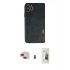 MARSİLYAN™- iPhone 11 Pro Max Kılıf Doruk Asil Koleksiyonu - Siyah 6D Mat Seramik Hayalet Nano Ekran Koruyucu + Pers Alüminyum Kamera Lens - KI