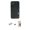 MARSİLYAN™- iPhone 11 Pro Max Kılıf Doruk Asil Koleksiyonu - Siyah 6D Mat Seramik Hayalet Nano Ekran Koruyucu + Renkli Kamera Lens Koruma Cam - YL
