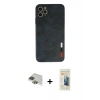 MARSİLYAN™- iPhone 11 Pro Max Kılıf Doruk Asil Koleksiyonu - Siyah 6D Mat Seramik Hayalet Nano Ekran Koruyucu + Pers Alüminyum Kamera Lens - YL