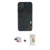 MARSİLYAN™- iPhone 11 Pro Max Kılıf Doruk Asil Koleksiyonu - Siyah Mat Seramik Nano Ekran Koruyucu + Pers Alüminyum Kamera Lens - KI