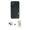 MARSİLYAN™- iPhone 11 Pro Max Kılıf Doruk Asil Koleksiyonu - Siyah Mat Seramik Nano Ekran Koruyucu + Pers Alüminyum Kamera Lens - SH
