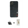 MARSİLYAN™- iPhone 11 Pro Max Kılıf Doruk Asil Koleksiyonu - Siyah Mat Seramik Nano Ekran Koruyucu + Kamera Lens Koruma Cam - SF