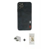 MARSİLYAN™- iPhone 11 Pro Max Kılıf Doruk Asil Koleksiyonu - Siyah Mat Seramik Nano Ekran Koruyucu + Pers Alüminyum Kamera Lens - YL
