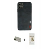 MARSİLYAN™- iPhone 11 Pro Max Kılıf Doruk Asil Koleksiyonu - Siyah Mat Seramik Nano Ekran Koruyucu + Rainbow Kamera Lens Koruma Cam - YL