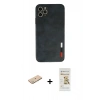 MARSİLYAN™- iPhone 11 Pro Max Kılıf Doruk Asil Koleksiyonu - Siyah Mat Seramik Nano Ekran Koruyucu + Renkli Kamera Lens Koruma Cam - YL