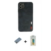MARSİLYAN™- iPhone 11 Pro Max Kılıf Doruk Asil Koleksiyonu - Siyah Polymer Nano Ekran Koruyucu + Metal Kamera Lens Koruma Cam - AKYL