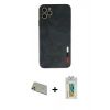 MARSİLYAN™- iPhone 11 Pro Max Kılıf Doruk Asil Koleksiyonu - Siyah Polymer Nano Ekran Koruyucu + Rainbow Kamera Lens Koruma Cam - GD