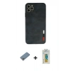 MARSİLYAN™- iPhone 11 Pro Max Kılıf Doruk Asil Koleksiyonu - Siyah Polymer Nano Ekran Koruyucu + Shine Kamera Lens Koruma Cam - GS